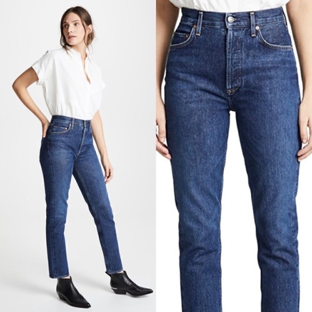 Agolde Remy Wink Wash Jeans Ankle Cropped High Rise Straight Leg Size 24